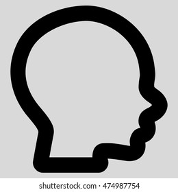 Boy Head vector icon. Style is stroke flat icon symbol, black color, light gray background.