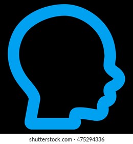 Boy Head vector icon. Style is contour flat icon symbol, blue color, black background.