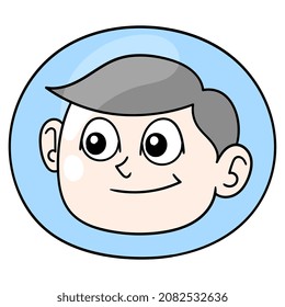 la cabeza de niño está en un acuario de agua, emoticono de cartón de ilustración vectorial. dibujo de icono de garabato