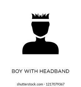 Boy with headband icon. Boy with headband symbol design from People collection. Simple element vector illustration on white background.