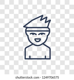 Boy with headband icon. Trendy linear Boy with headband logo concept on transparent background from People collection