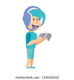 boy with headphone and control