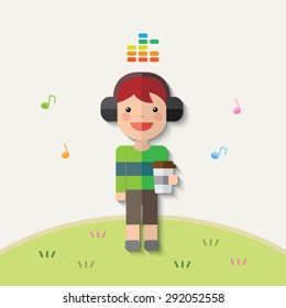 boy with headphone illustration