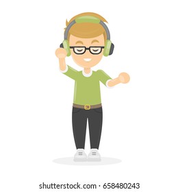 Boy with headphones.