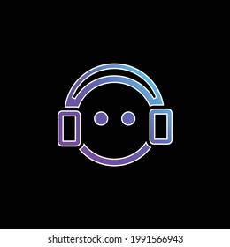 Boy With Headphones blue gradient vector icon