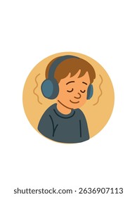 boy with headphones enjoying sound