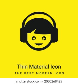 Boy With Headphones minimal bright yellow material icon