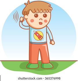 boy hearing doodle cartoon vector