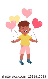 Junge mit Herzballons Vektorgrafik