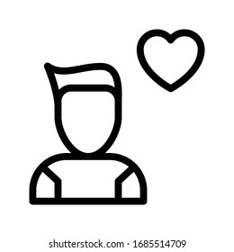 boy heart vector thine line icon 