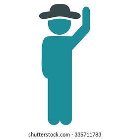 Boy Hello vector icon. Style is bicolor flat symbol, soft blue colors, rounded angles, white background.
