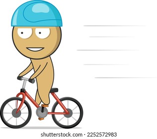 A boy in a helmet rides a bicycle at high speed
