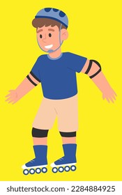 boy in a helmet and roller skates