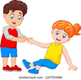 Boy Helping Girl Stand Stock Vector (Royalty Free) 1197355984 ...