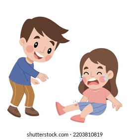 boy helping his friend who fell vector illustration flat design