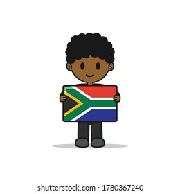 Boy Heritage Day African Flag. Vector Cute Cartoon Illustration