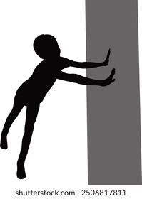 Un muchacho que se esconde detrás de la pared, Vector de la silueta del cuerpo