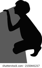 a boy hiding body silhouette vector