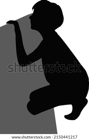 a boy hiding body silhouette vector