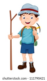 Boy Hiking vector illustration