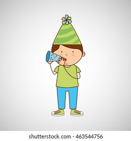 boy in his celebration party icon, vector illustration