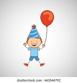 boy in his celebration party icon, vector illustration