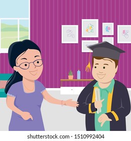 Boy and his mother on Convocation Day