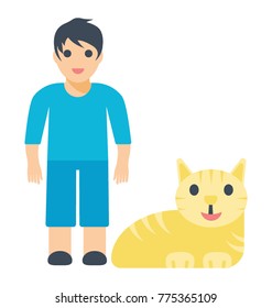 
A boy with his pet cat sitting besides him
