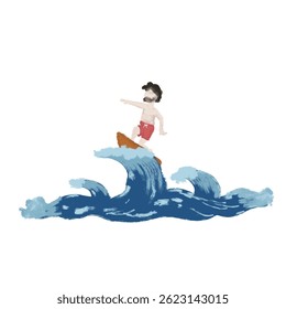 A boy with his style to surfing