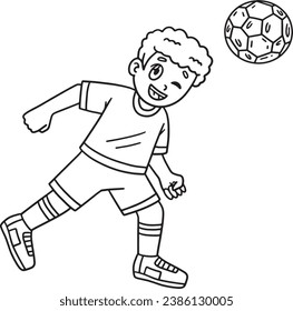 Boy Hitting Soccer Ball with Head Isolated 