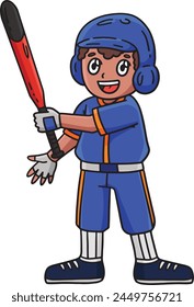 Boy Holding a Baseball Bat Cartoon Colored Clipart