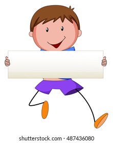 Boy holding blank banner illustration