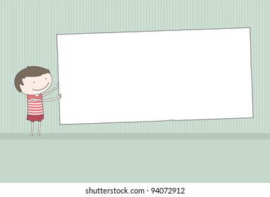 Boy Holding Blank Board