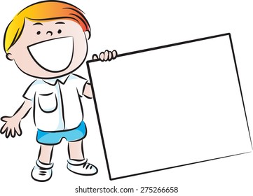 boy holding a blank card