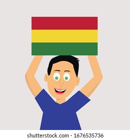 boy is holding bolivia flag. vector illustration.