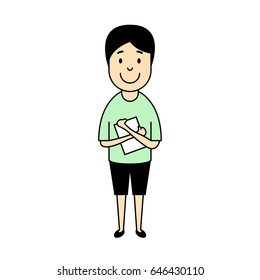 A boy holding a book