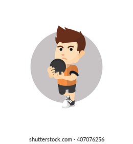 Boy holding Bowling ball