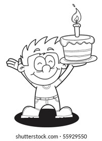 boy holding cake
