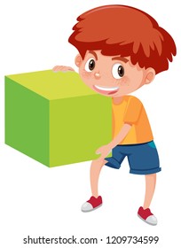 A boy holding cube illustration