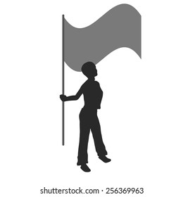 Boy holding empty banner