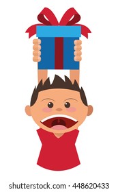 boy holding gift box icon