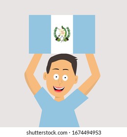niño sostiene una bandera guatemala. ilustración vectorial.
