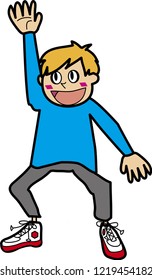 A boy holding hands