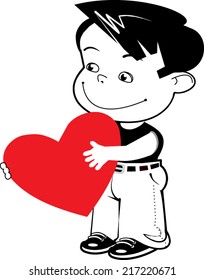 boy holding heart