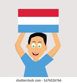 boy is holding holland flag. vector illustration.