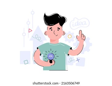 Boy Holding Light Bulb Concept Ideas Stock Vector (Royalty Free ...