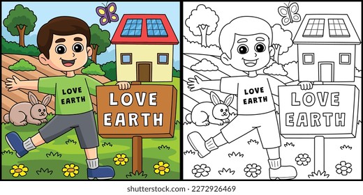 Niño sosteniendo una ilustración de amor terrestre