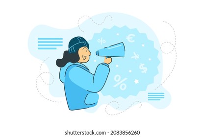 Boy holding megaphone conceptual flat illustration. Creative simple flat illustration.
