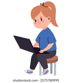 Boy holding notebook and working online