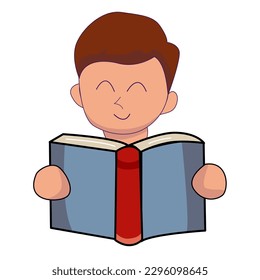 Der Junge, der offene Bücher hält und liest